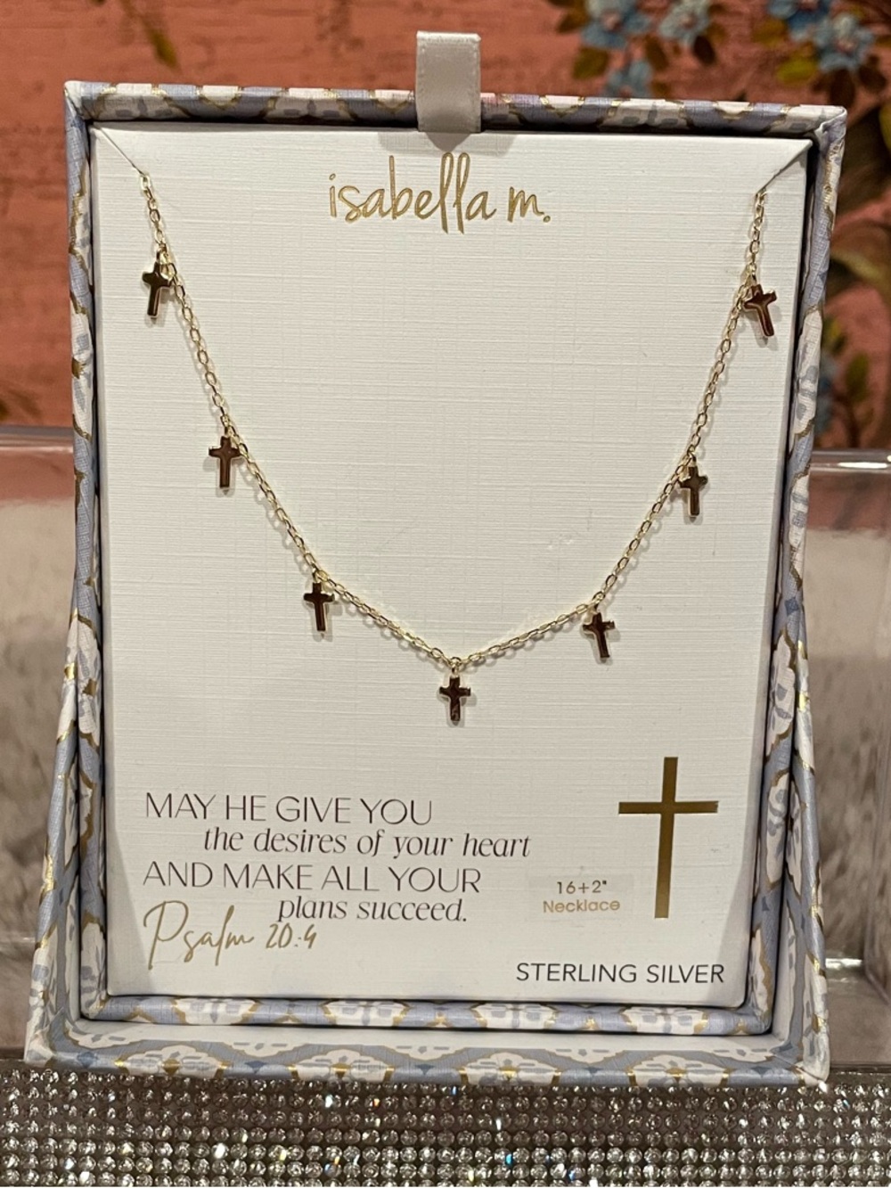 Isabella M. Gold-plated Sterling Silver Dainty Necklace 7 Small Cross Charms